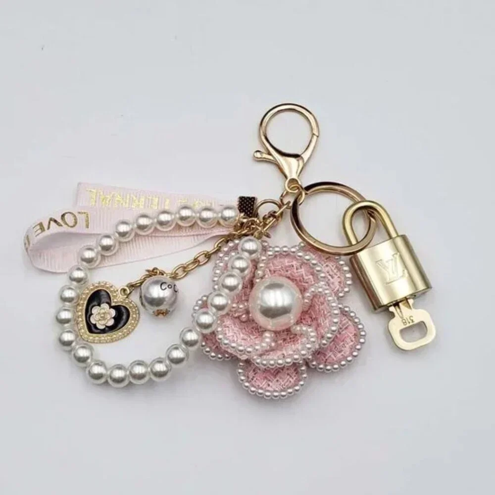 LV Gold Padlock 🔑 Authentic Louis Vuitton Charm + Unbranded Flower Keychain